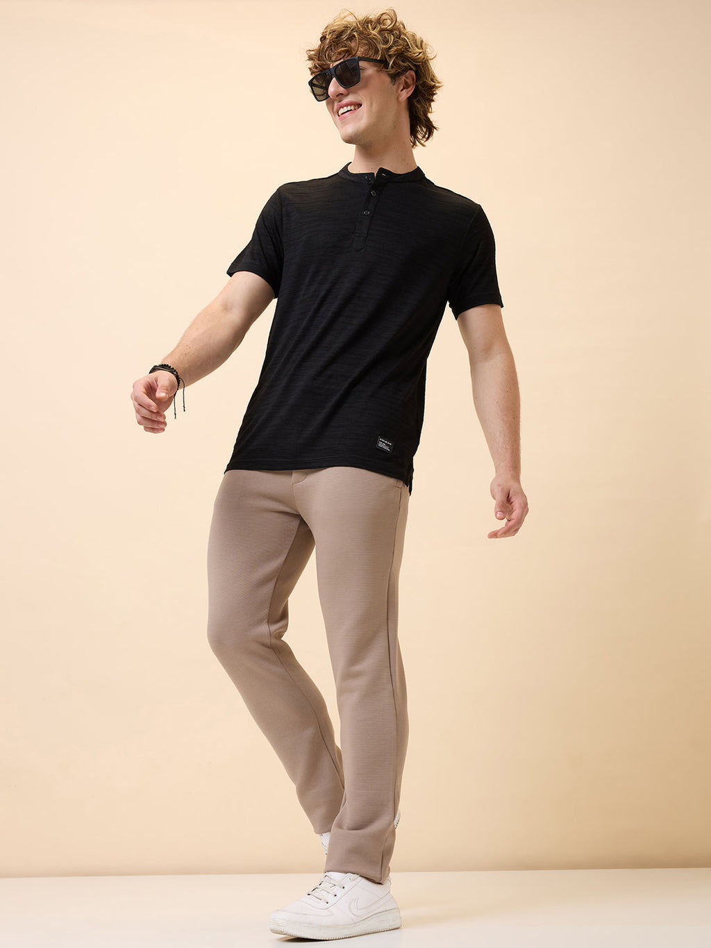 Men's Solid Regular Fit Track Pant with Drawstring