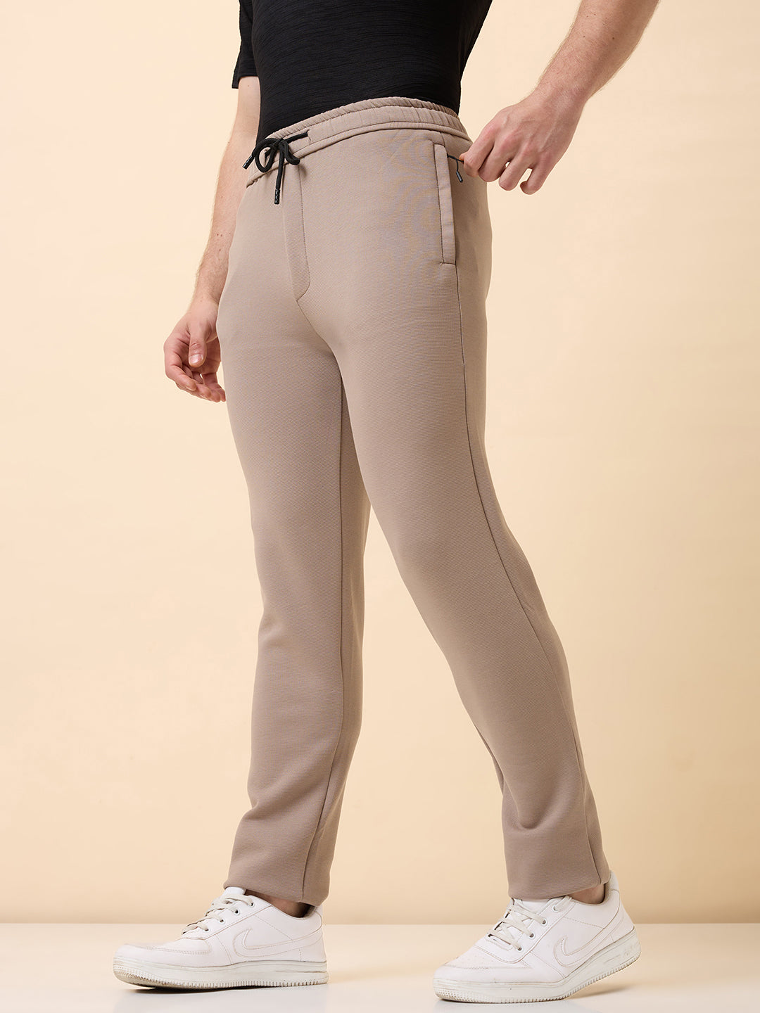 Men's Solid Regular Fit Track Pant with Drawstring