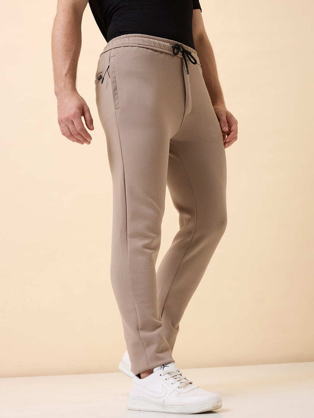Men's Solid Regular Fit Track Pant with Drawstring