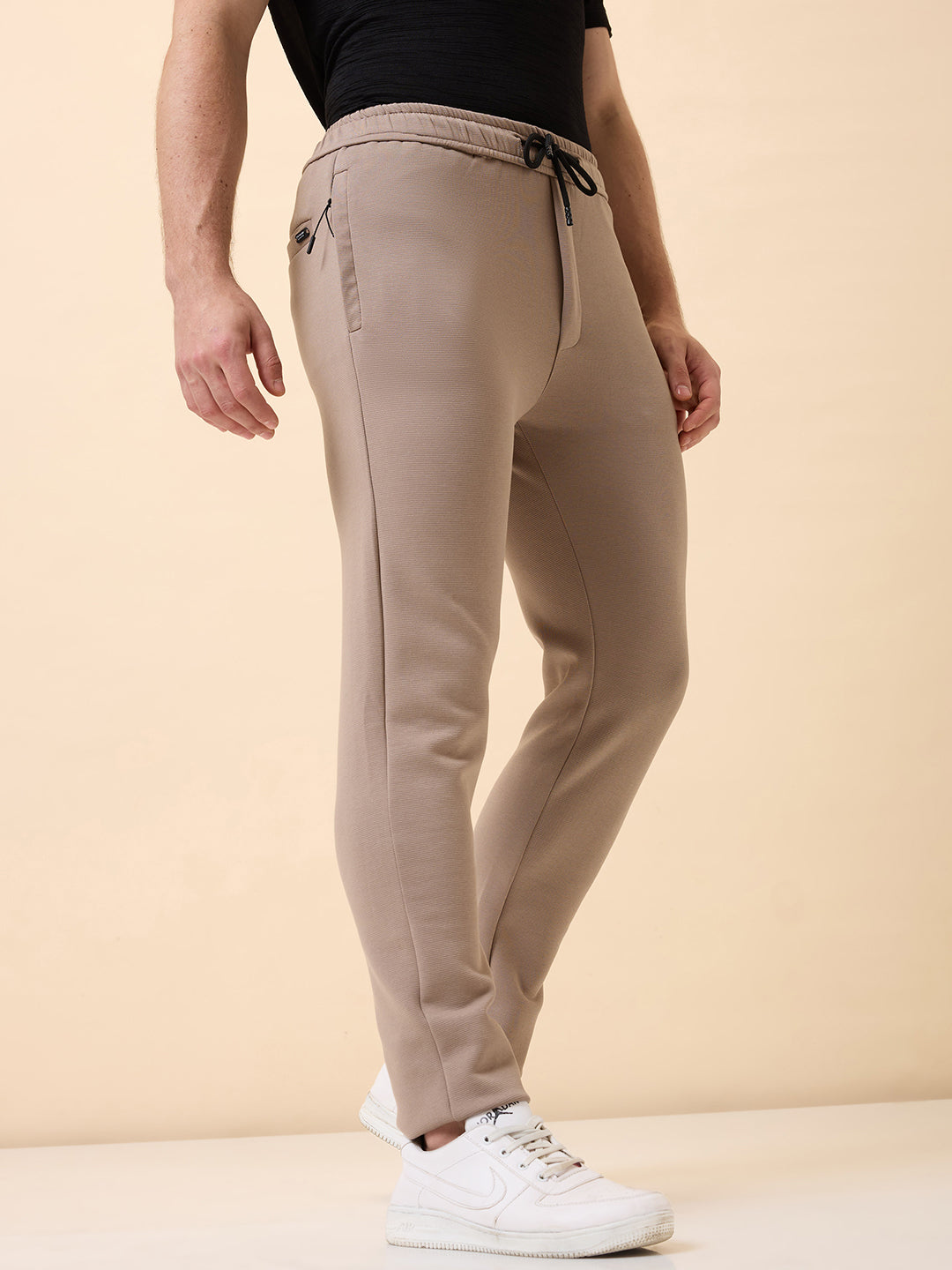 Men's Solid Regular Fit Track Pant with Drawstring