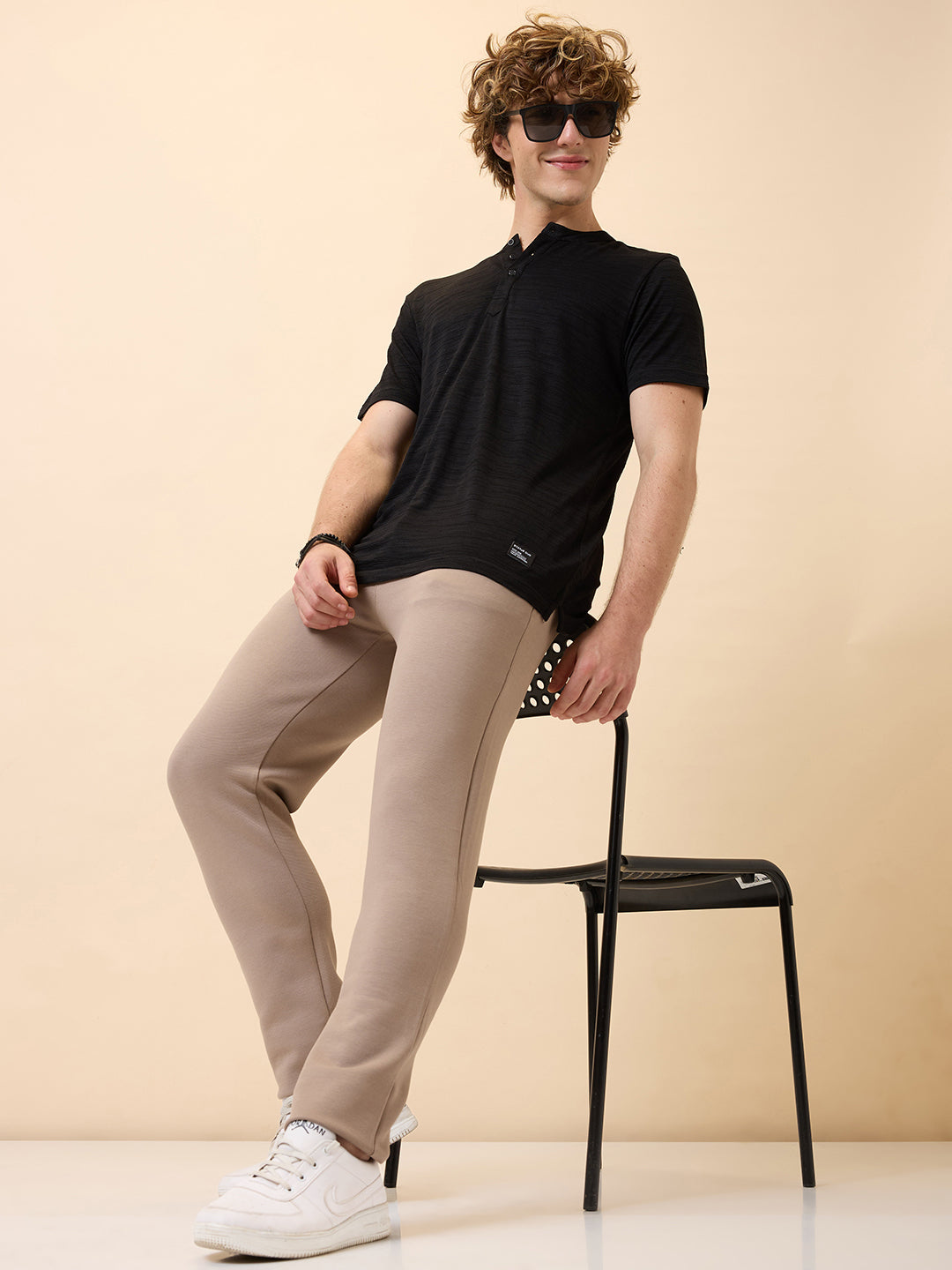 Men's Solid Regular Fit Track Pant with Drawstring