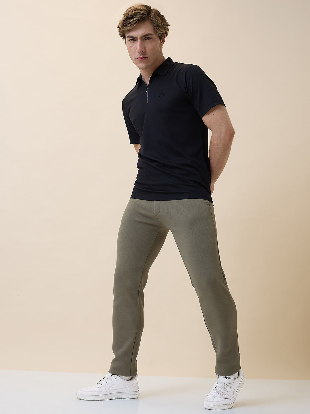 Men's Solid Regular Fit Track Pant with Drawstring