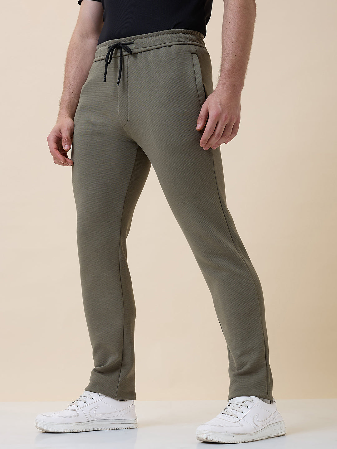Men's Solid Regular Fit Track Pant with Drawstring