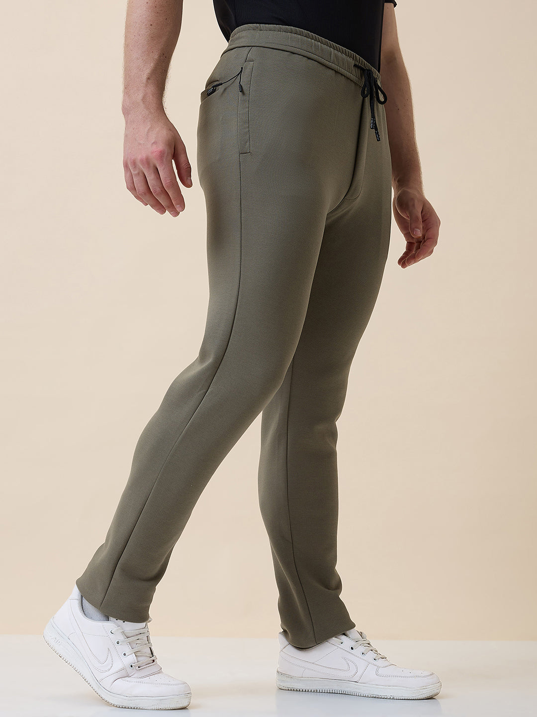 Men's Solid Regular Fit Track Pant with Drawstring