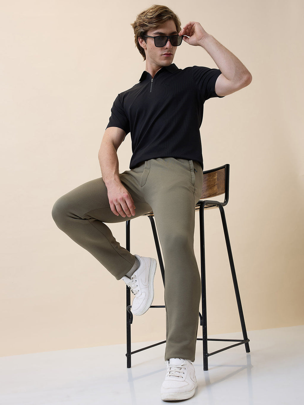Men's Solid Regular Fit Track Pant with Drawstring