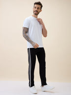 Mens Solid Regular Fit Track Pant with Drawstring