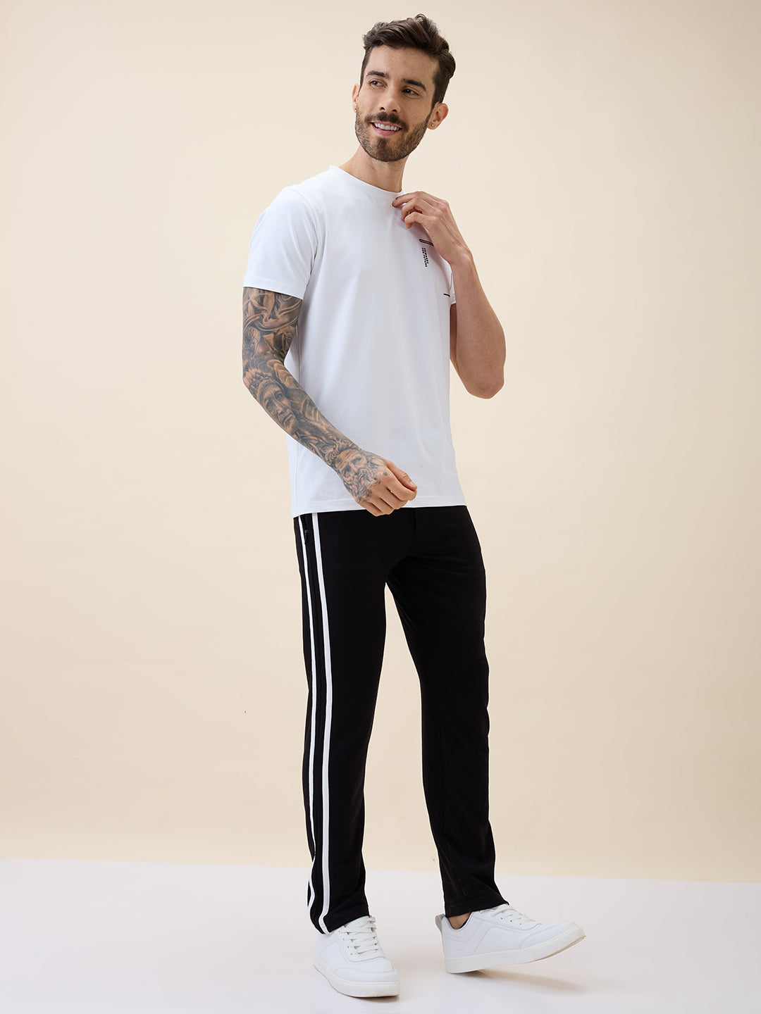 Mens Solid Regular Fit Track Pant with Drawstring