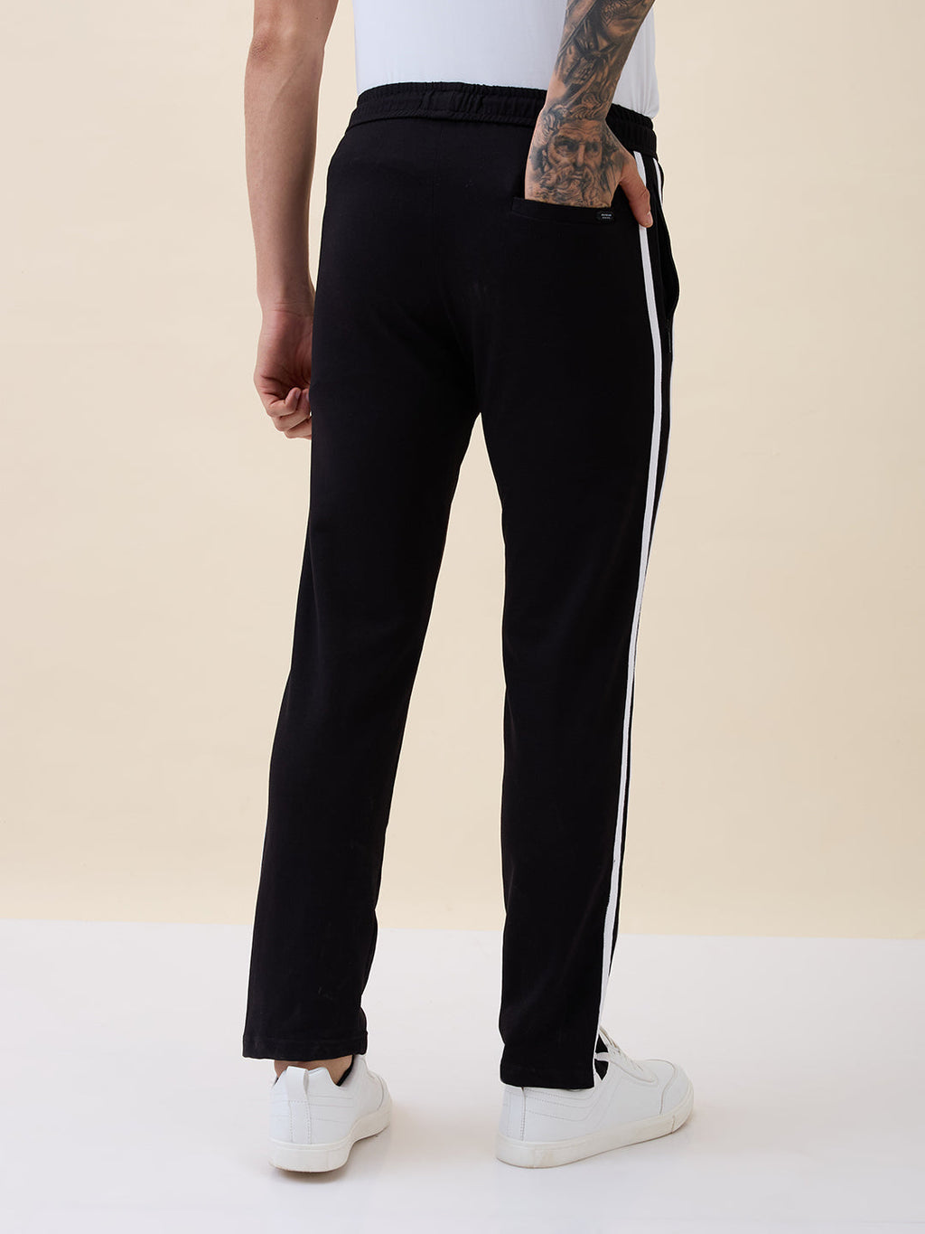 Mens Solid Regular Fit Track Pant with Drawstring