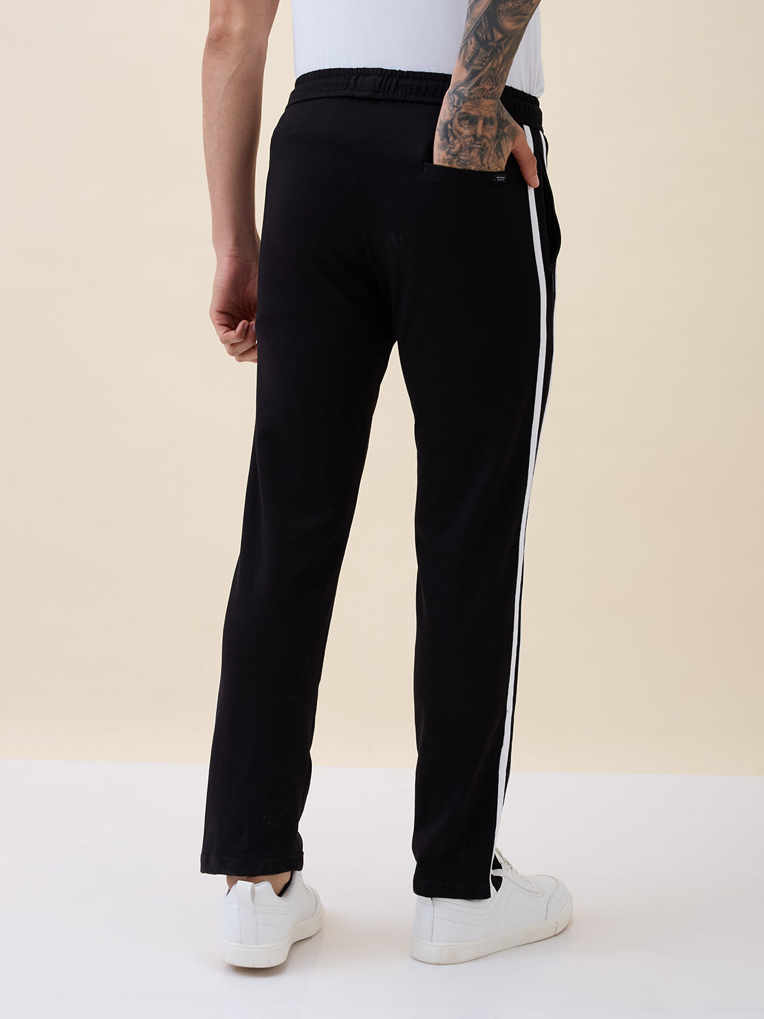 Mens Solid Regular Fit Track Pant with Drawstring