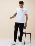 Mens Solid Regular Fit Track Pant with Drawstring