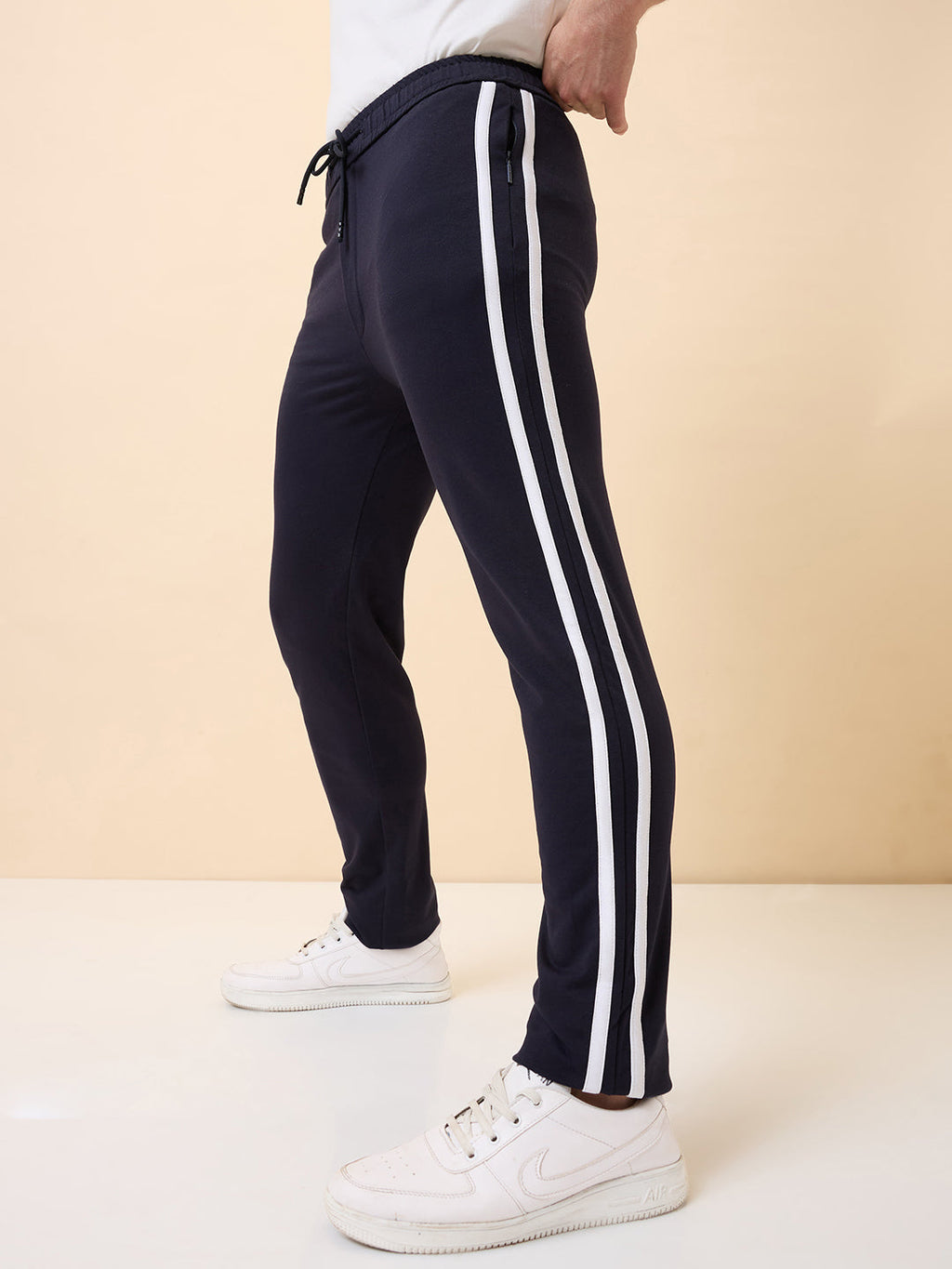 Men's Solid Regular Fit Track Pant with Drawstring