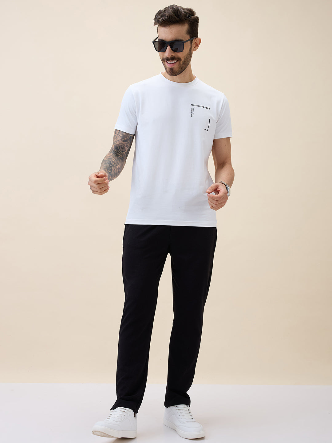 Men's Solid Regular Fit Track Pant with Drawstring