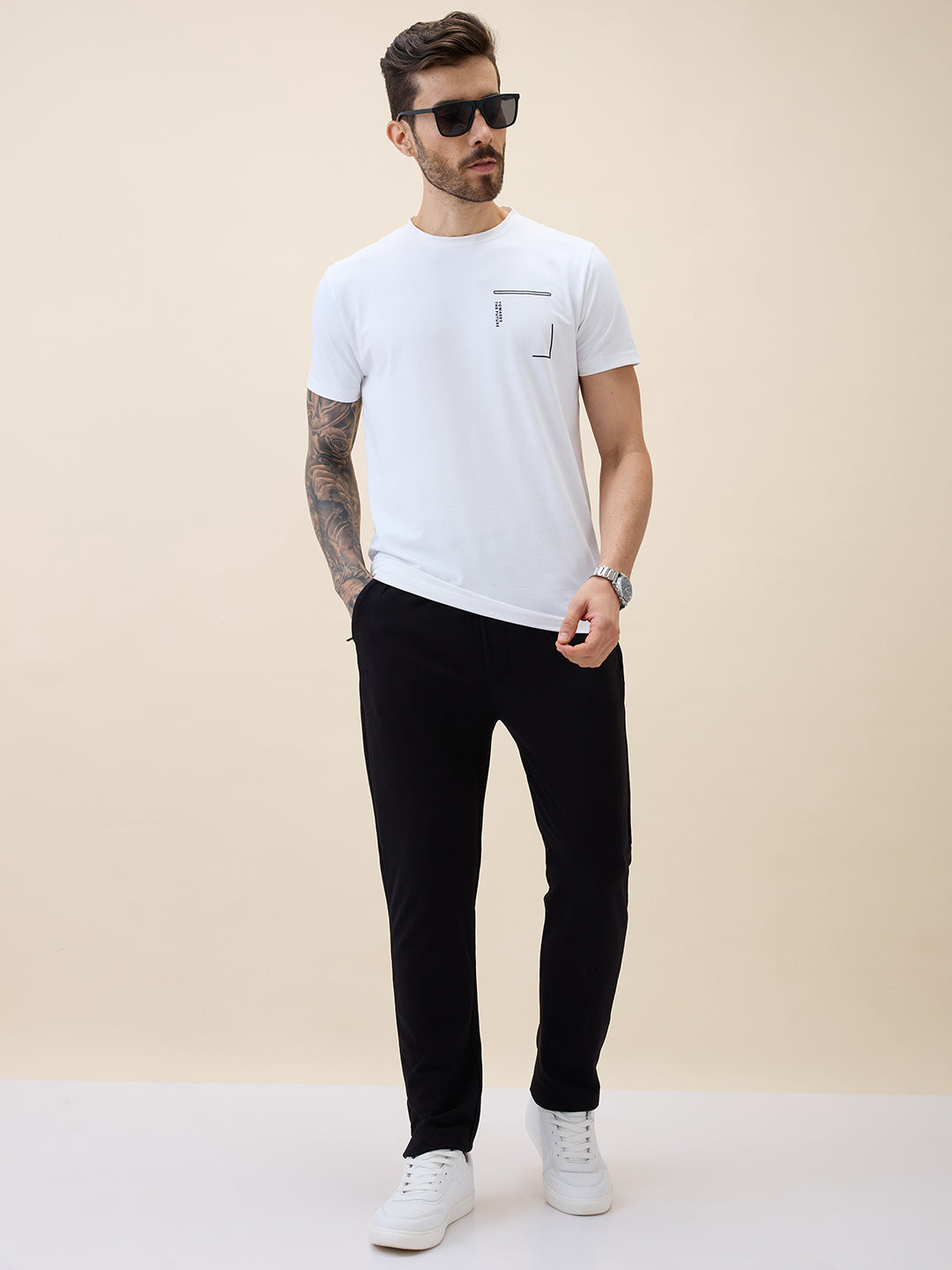 Men's Solid Regular Fit Track Pant with Drawstring