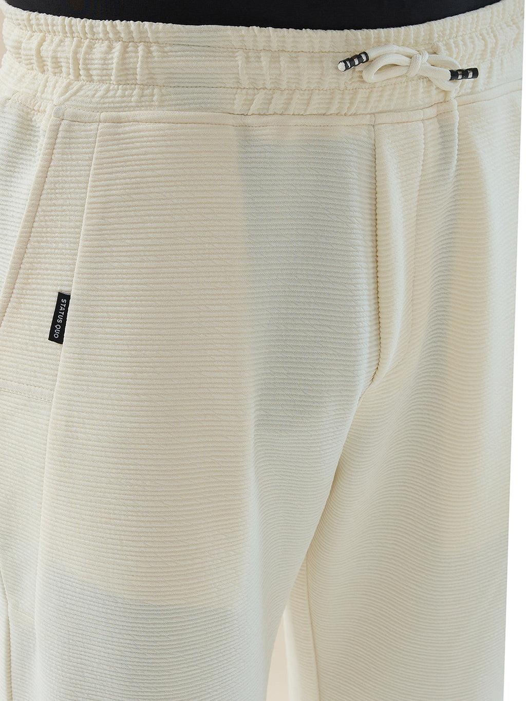 Men's Solid Textured Regular Fit Track Pants with Side Panels & Drawstring