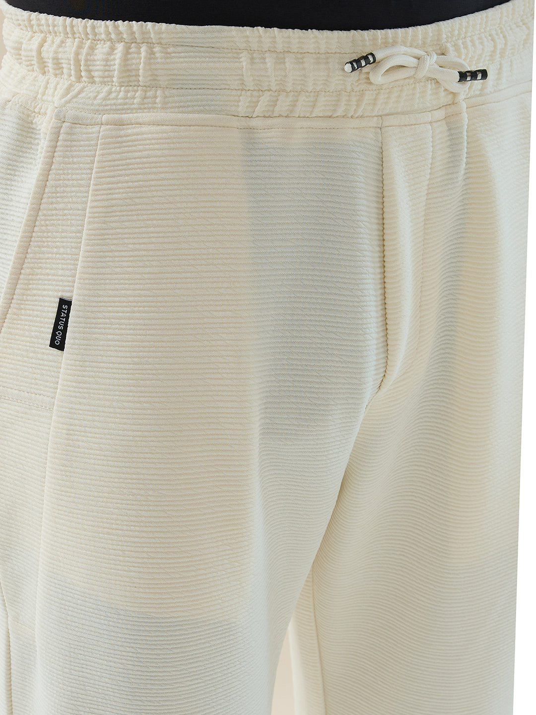 Men's Solid Textured Regular Fit Track Pants with Side Panels & Drawstring