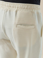 Men's Solid Textured Regular Fit Track Pants with Side Panels & Drawstring