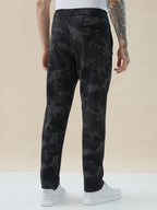 Men's Camouflage Regular Fit Track Pants with Side Zipper Pockets & Drawstring