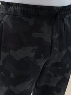 Men's Camouflage Regular Fit Track Pants with Side Zipper Pockets & Drawstring