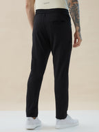 Men’s Solid Regular Fit Track Pants with Four Front Zipper Pockets and One Back Pocket