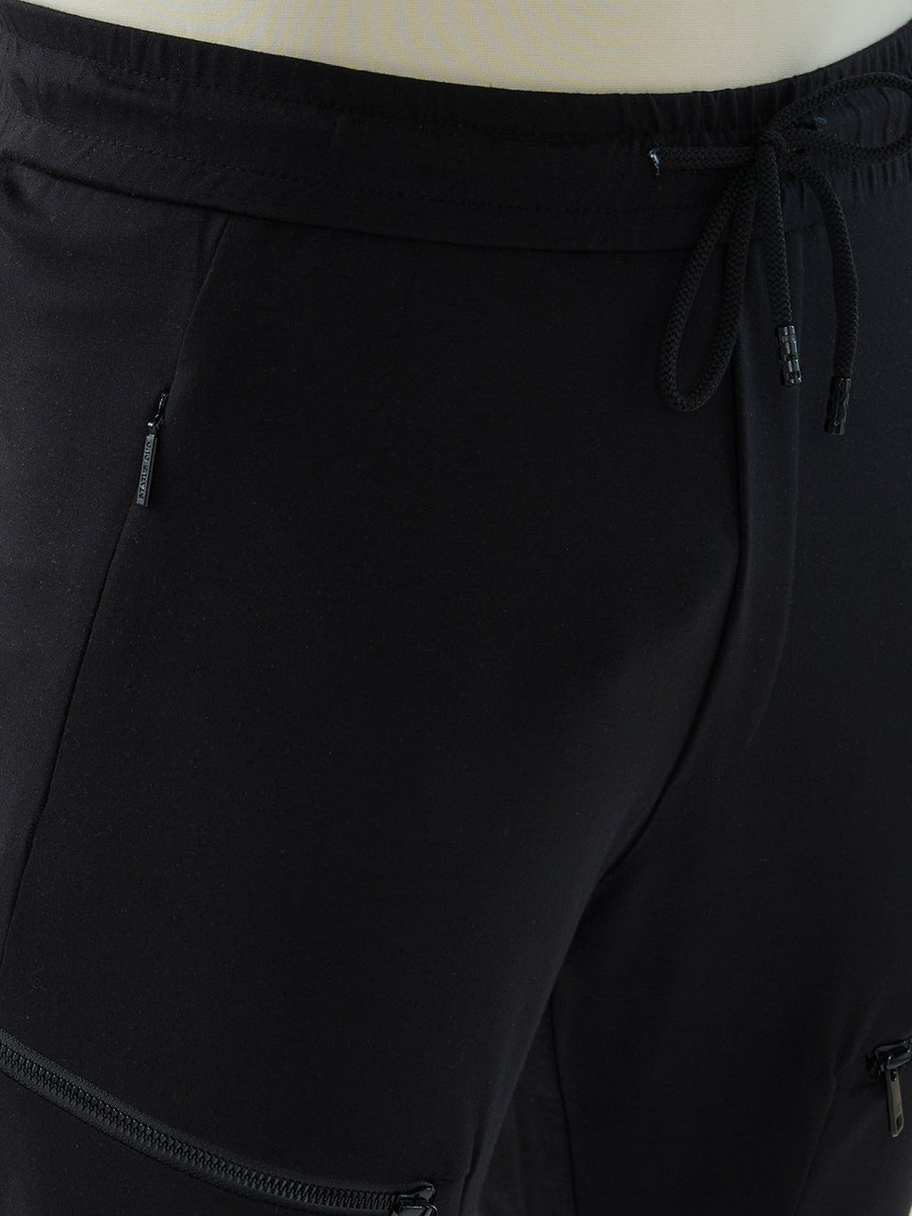 Men’s Solid Regular Fit Track Pants with Four Front Zipper Pockets and One Back Pocket