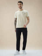 Men’s Solid Regular Fit Track Pants with Four Front Zipper Pockets and One Back Pocket