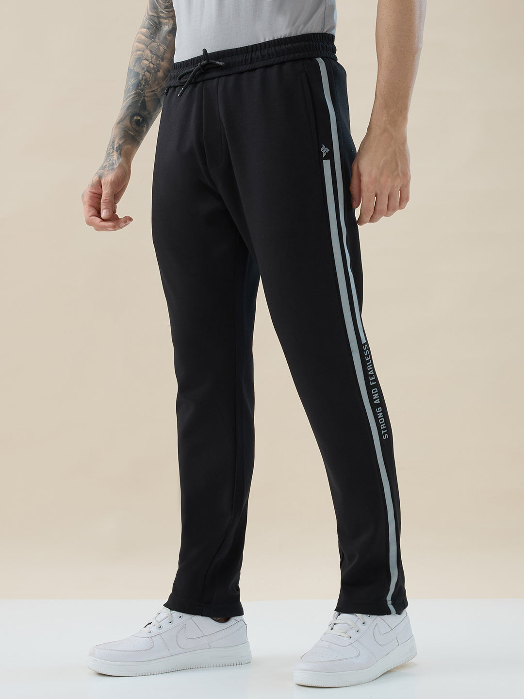 Men’s Mix and Match Regular Fit Track Pants with Side Stripes & Drawstring Secondary image