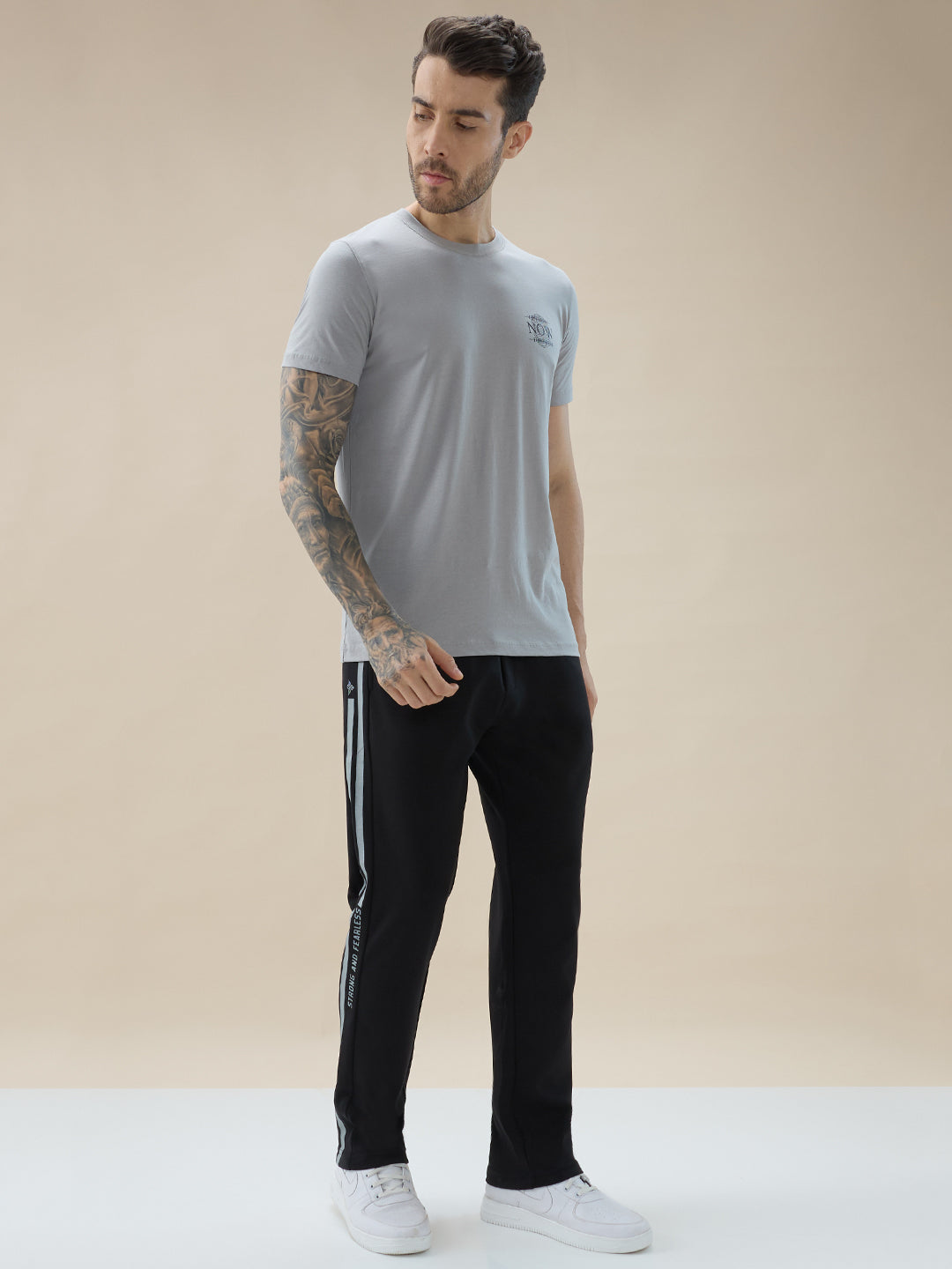 Men’s Mix and Match Regular Fit Track Pants with Side Stripes & Drawstring