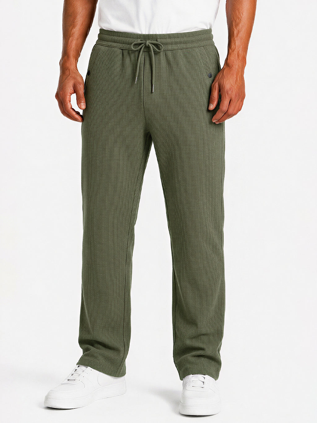 Textured Relaxed Straight Fit Pants
