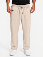 Beige Textured Track Pants