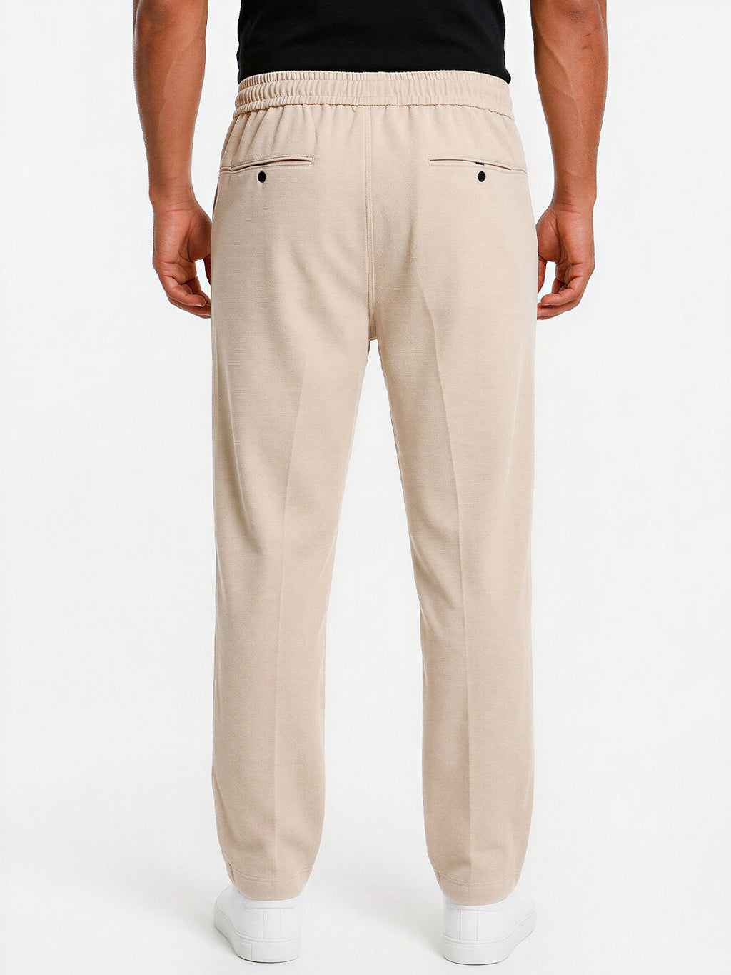 Beige Textured Track Pants