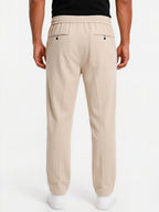 Beige Textured Track Pants