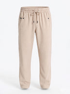 Beige Textured Track Pants