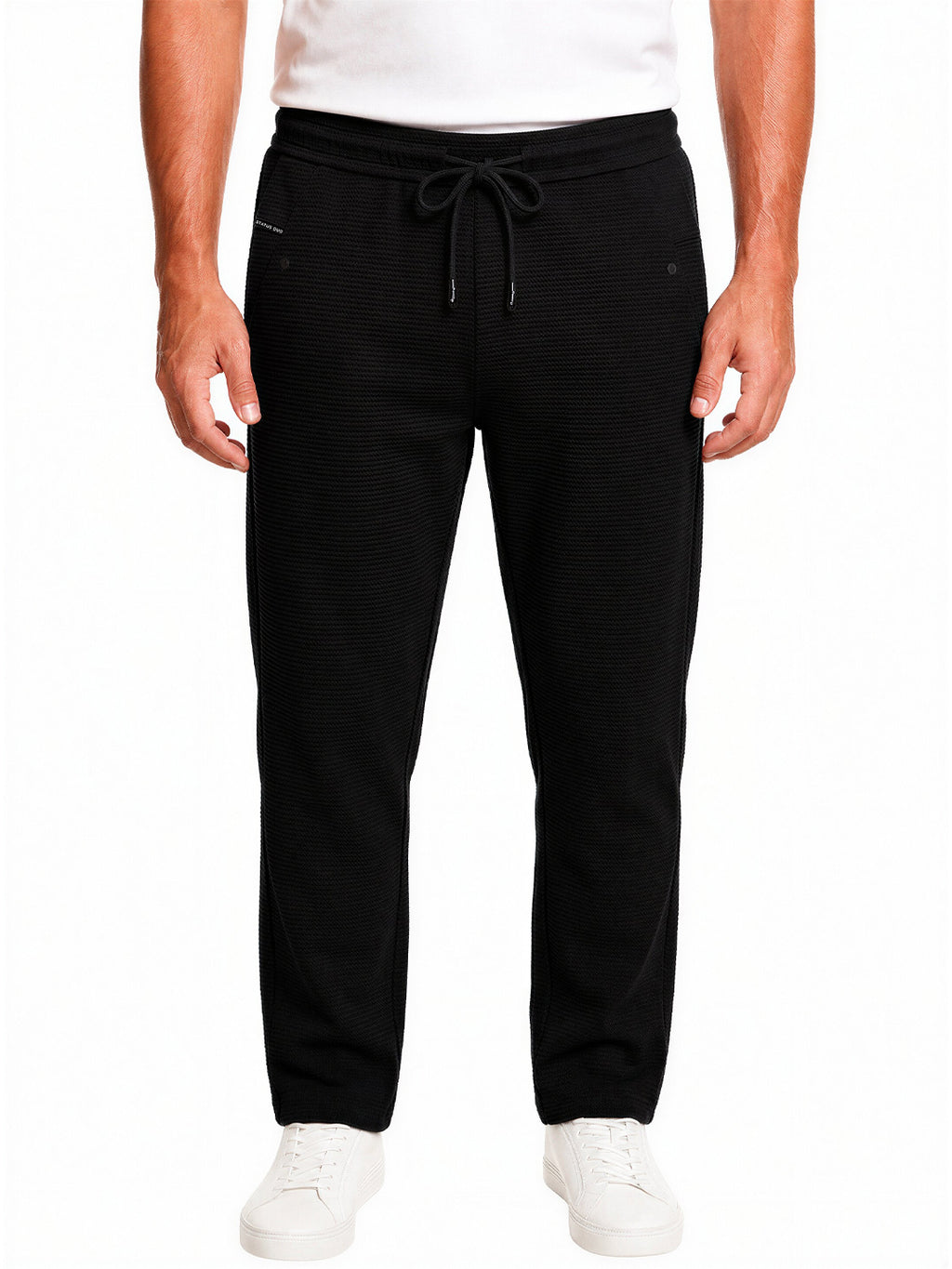 Black Textured Track Pants