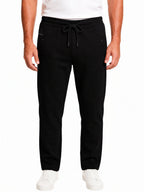 Black Textured Track Pants