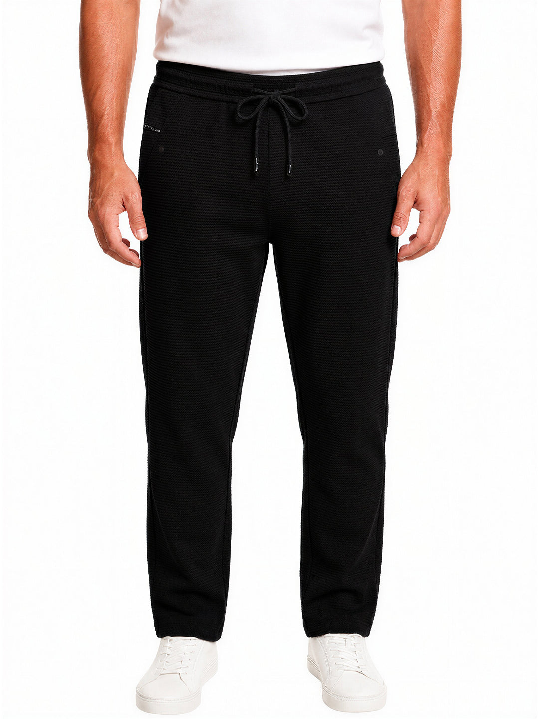 Black Textured Track Pants