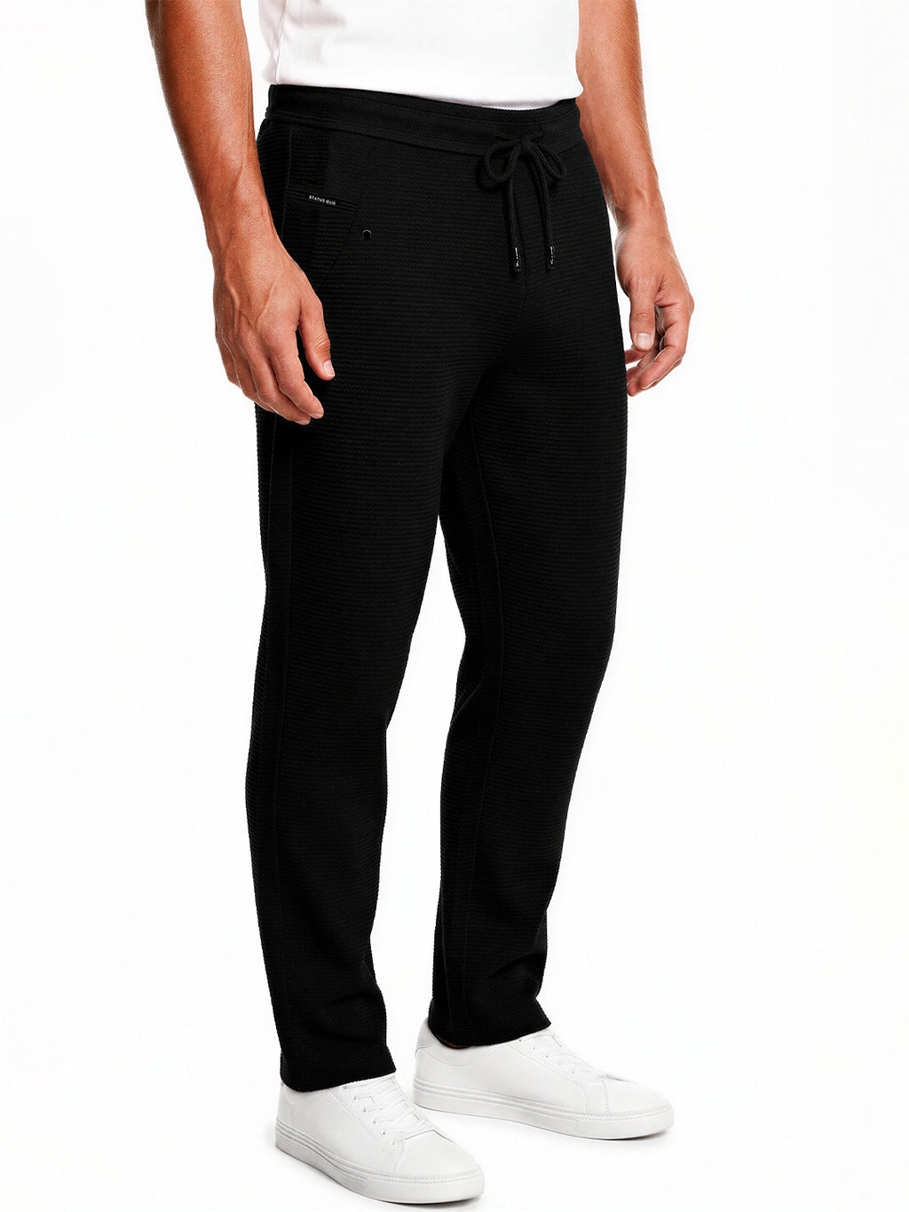 Black Textured Track Pants