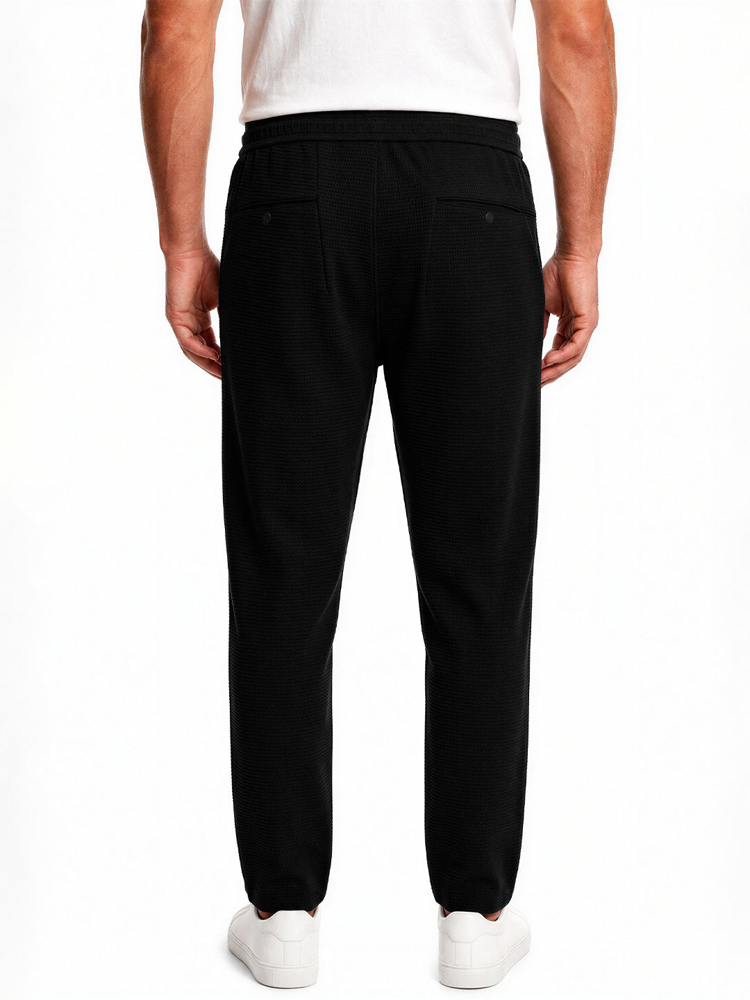Black Textured Track Pants