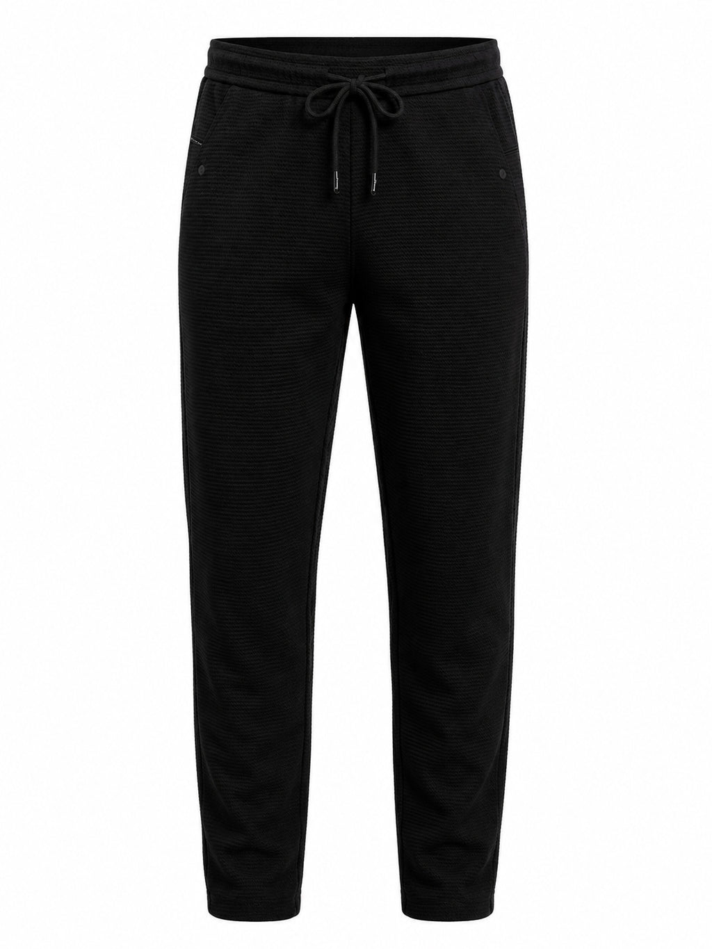 Black Textured Track Pants