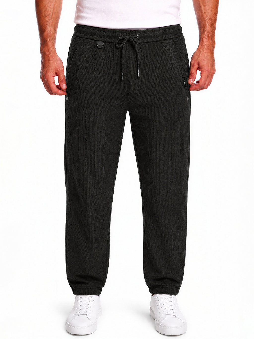 Black Textured Jogger Pants