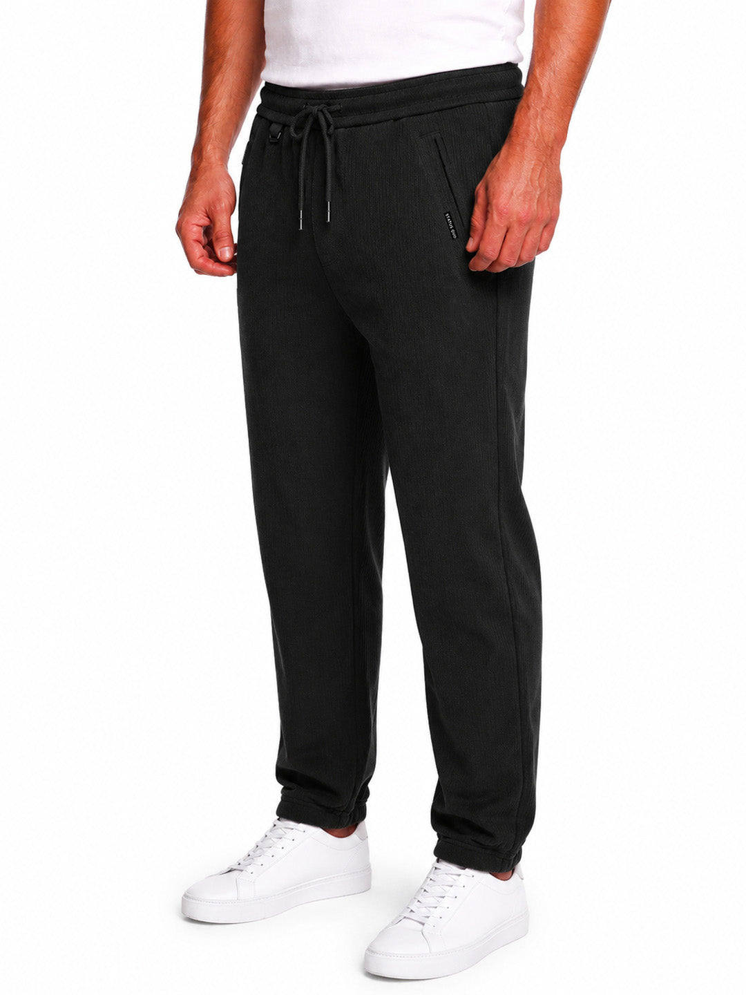 Black Textured Jogger Pants
