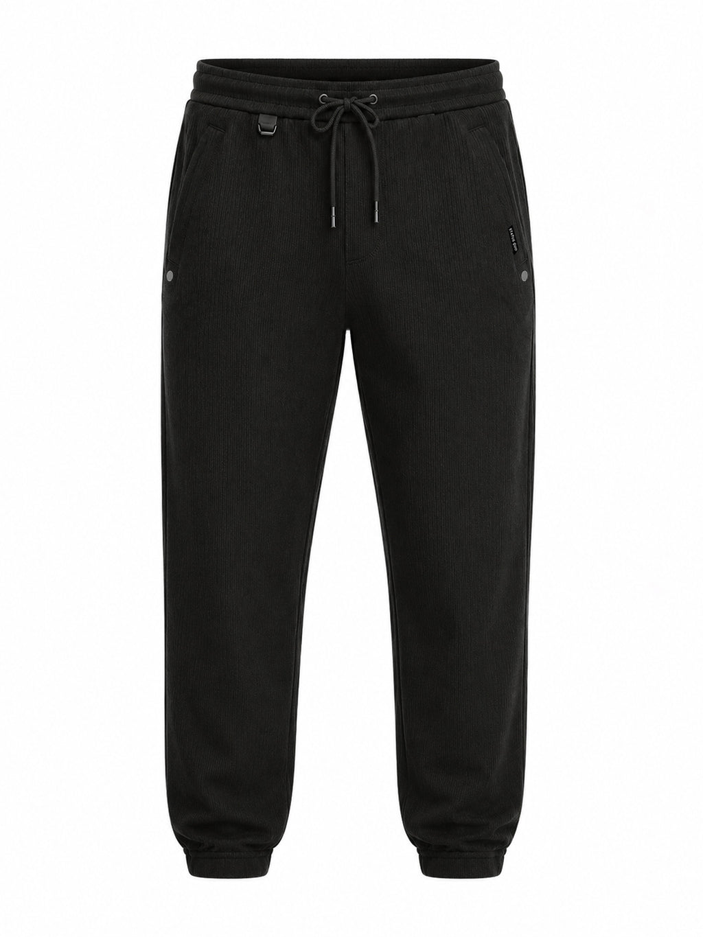 Black Textured Jogger Pants