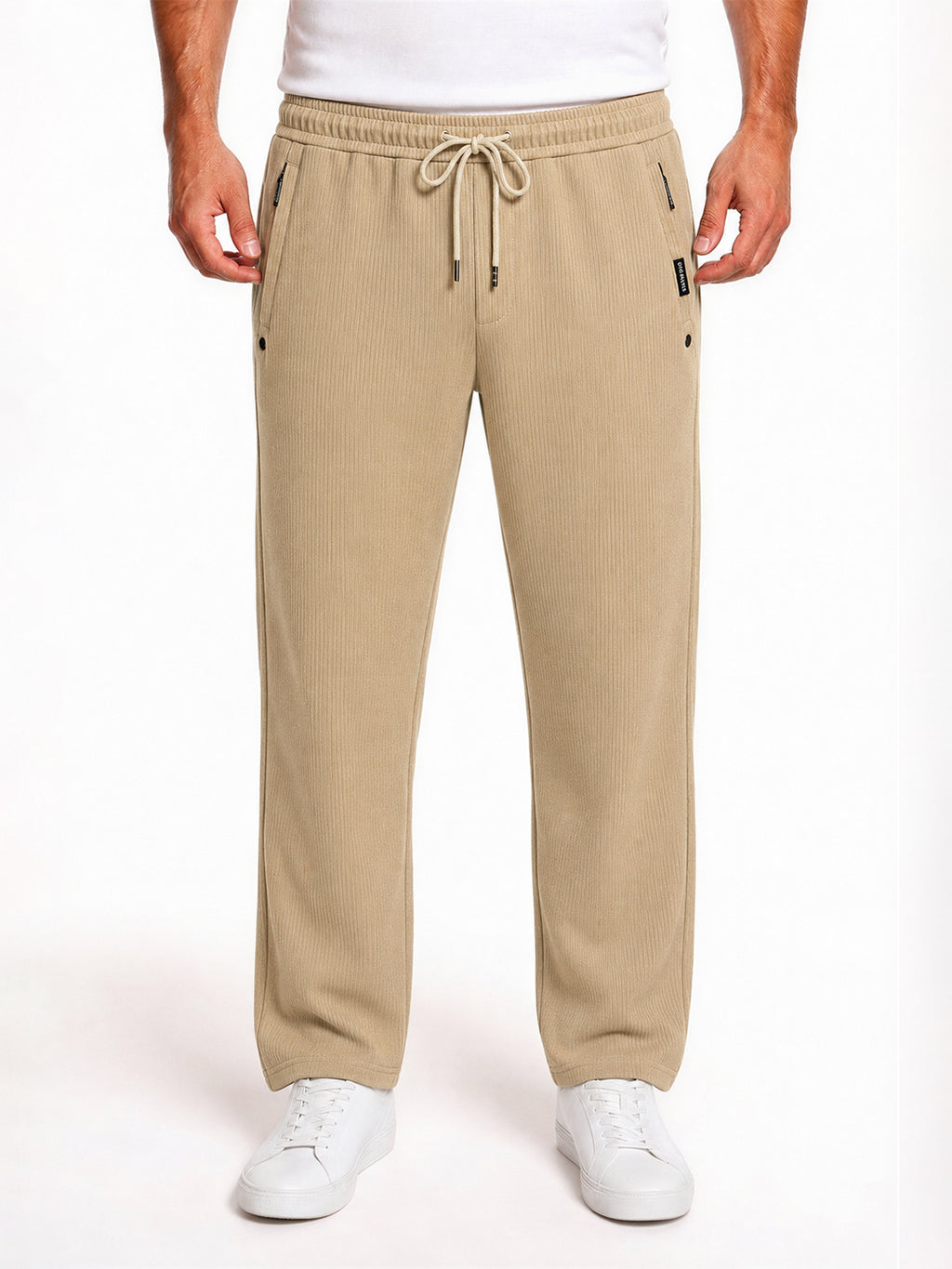 Khaki Textured Track Pants