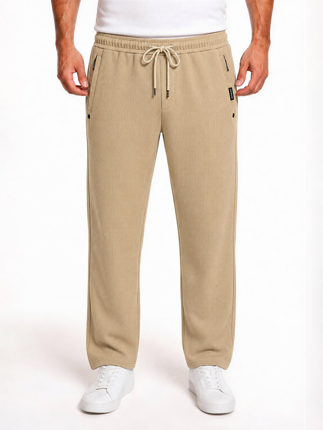 Khaki Textured Track Pants
