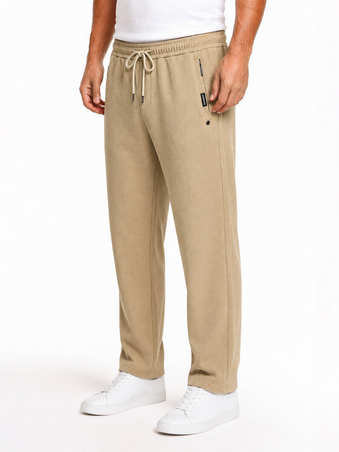 Khaki Textured Track Pants