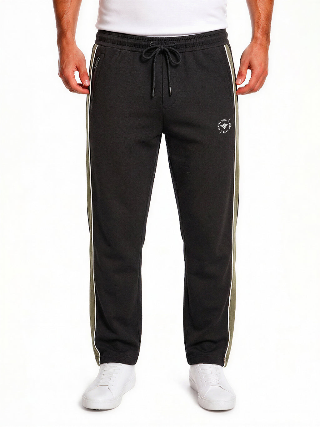 Black Relaxed Fit Textured Track Pants