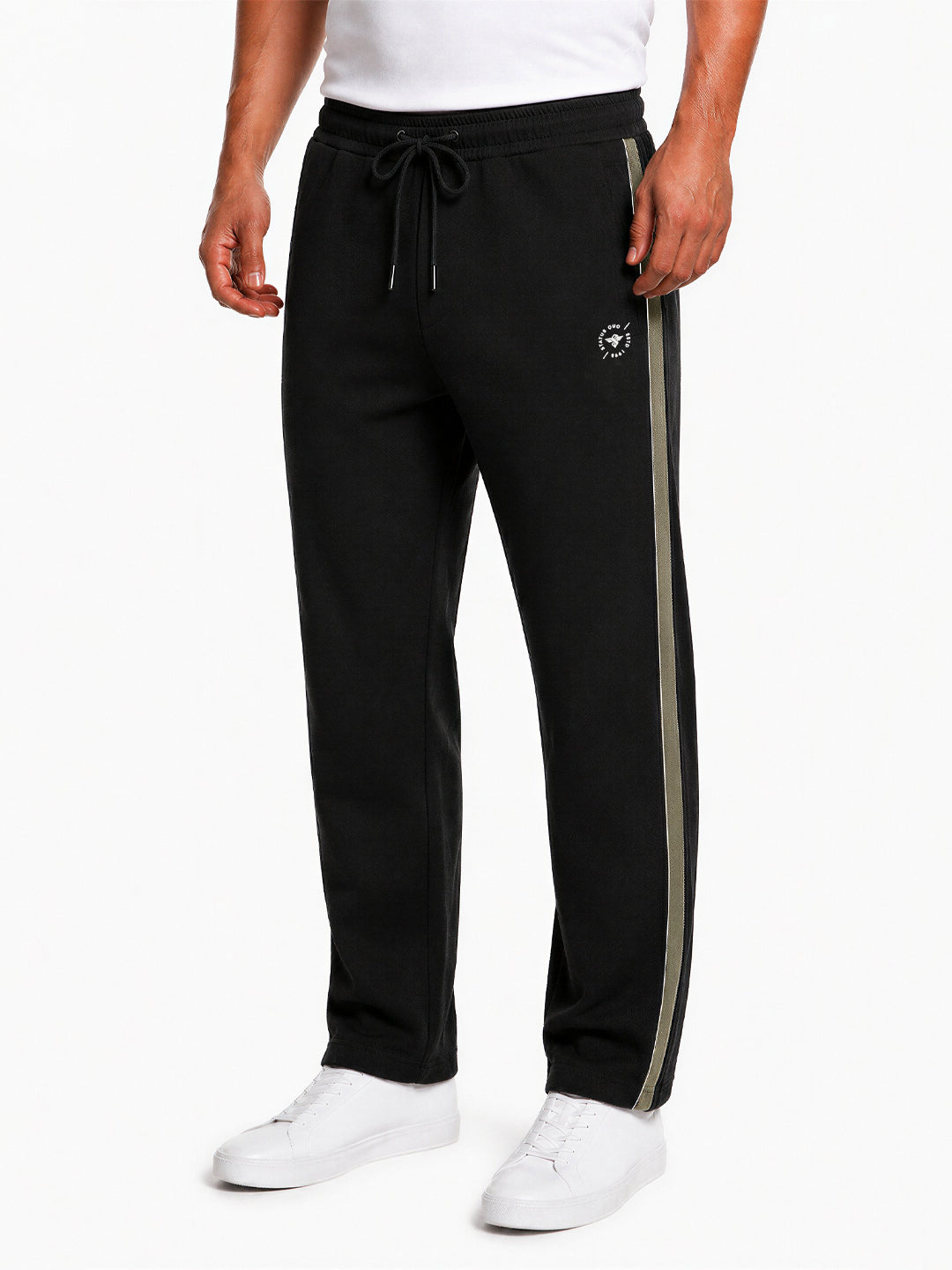 Black Relaxed Fit Textured Track Pants