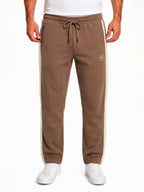 Brown Relaxed Fit Textured Track Pants