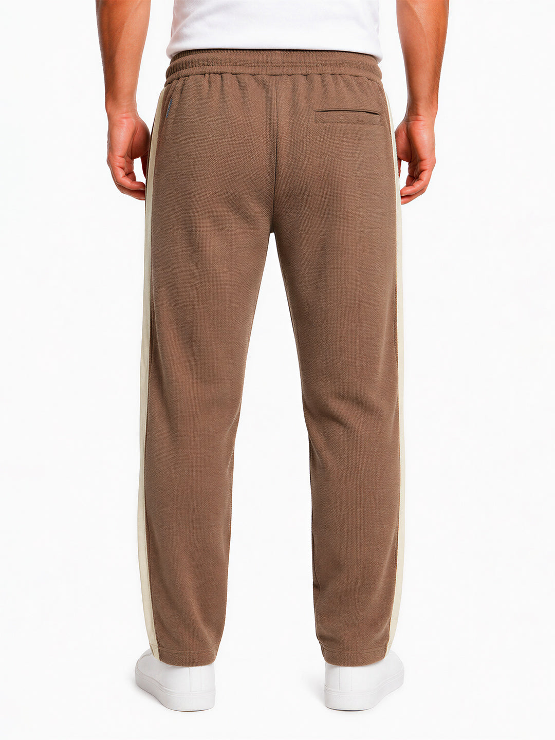 Brown Relaxed Fit Textured Track Pants