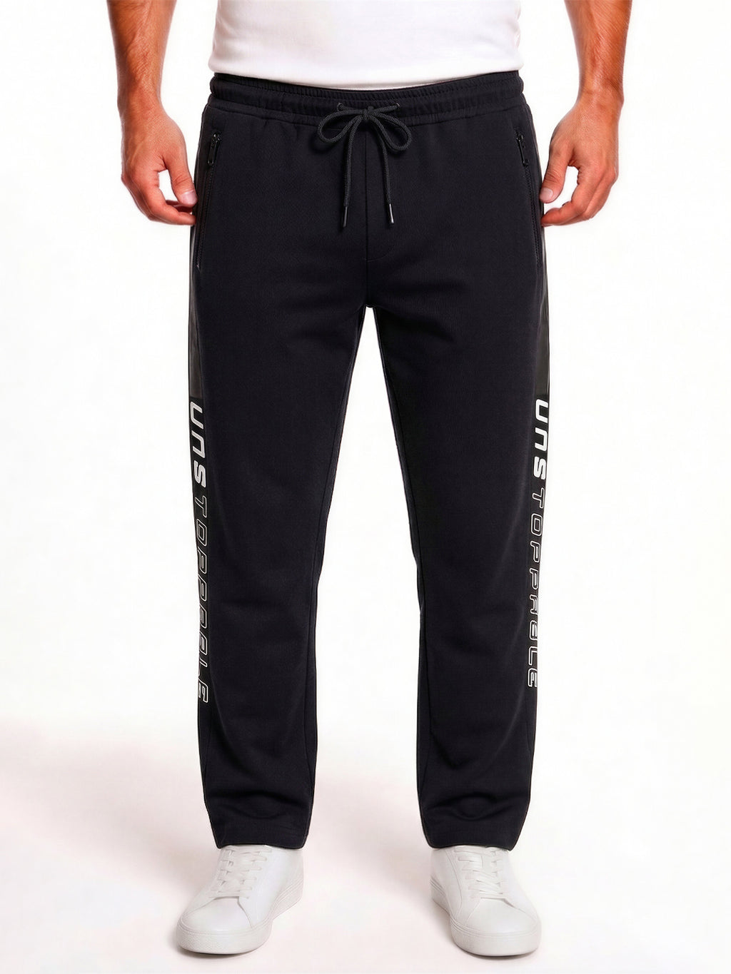 Black Graphic Print Track Pants