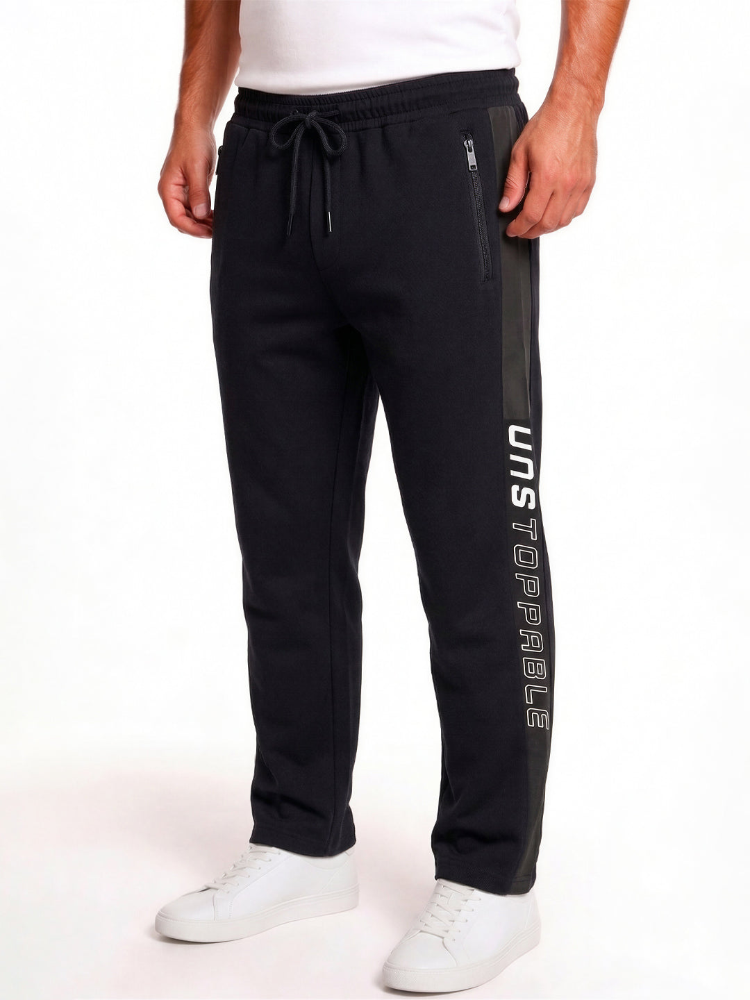 Black Graphic Print Track Pants